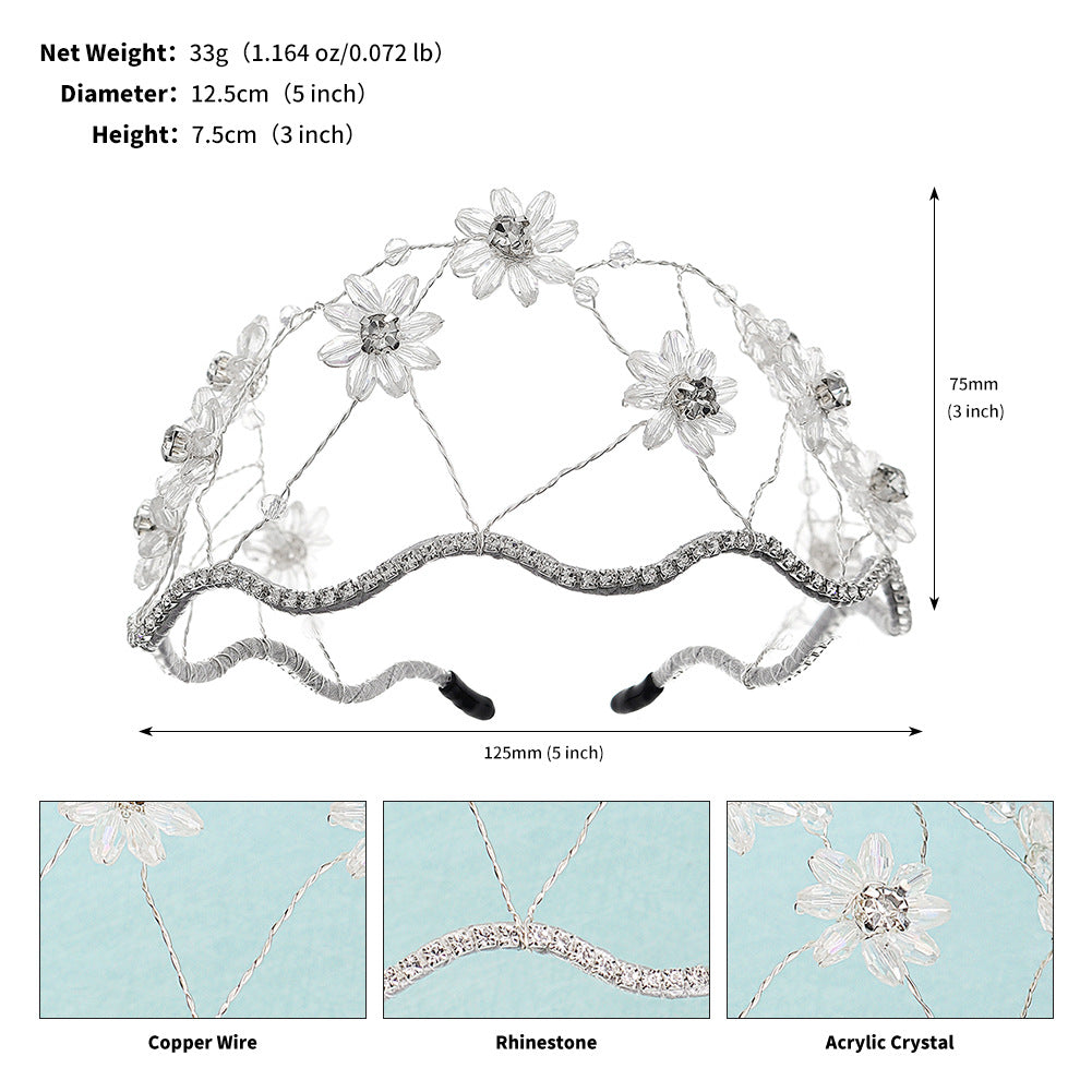 Wholesale wedding bridal headdress vintage rhinestone mesh versatile crystal flower headband